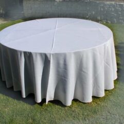 Round White Damask Table Cloth 3.3m (Shown on 10 Seater Table)