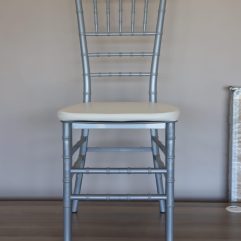 Silver Tiffany Chair with white cushion
