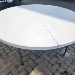 White 8 seater Round Plastic Foldup Table