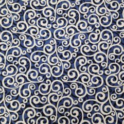 Blue, black, white spiral table cloth
